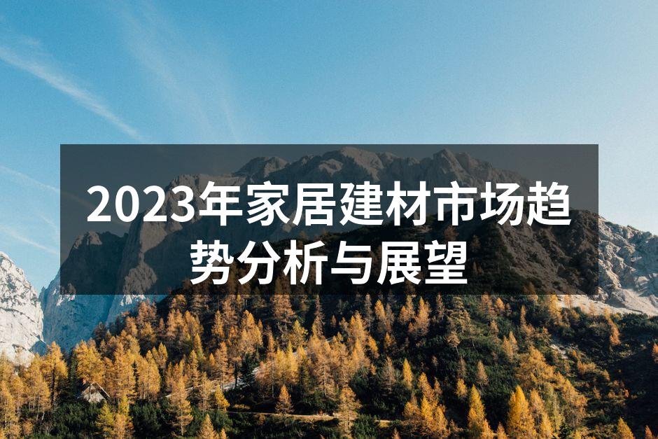 2023年家居建材市场趋势分析与展望